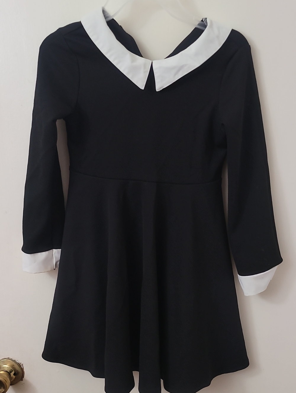 SHEIN Black Dress with White Collar and Cuffs - Girls
